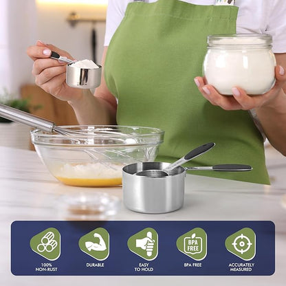 HOTEC 10-PACK Measuring Cups and Spoons Set, Kitchen Gadagets Cooking Baking