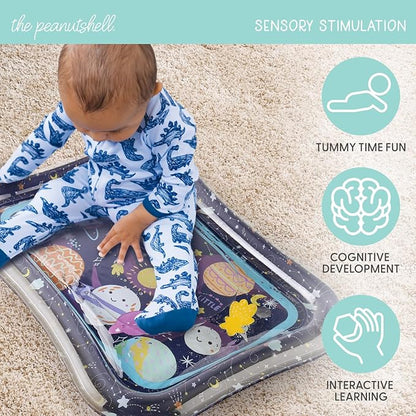 The Peanutshell Tummy Time Water Play Mat for Babies, Girls or Boys - High Contrast Sensory Developmental Toy, Infant Baby Floor Toys Games, Baby Essentials Must Haves - Space