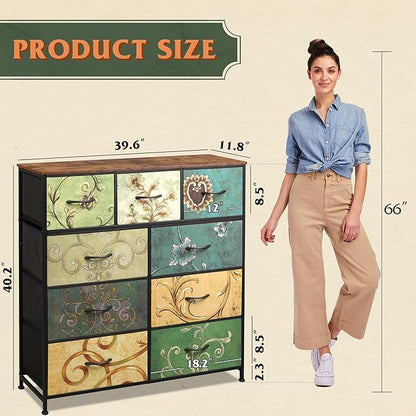 WLIVE 9-Drawer Dresser, Fabric Storage Tower