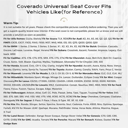 Coverado Car Seat Covers Full Set, Seat Covers for Cars, Front Seat Covers and Back Seat Cover Waterproof Leather Automotive Seat Cover, Universal Car Interior Protectors Cushion for Most Cars