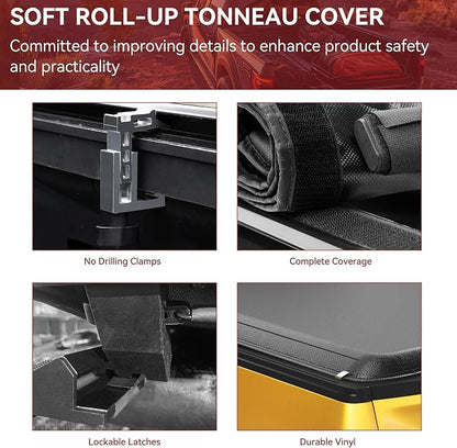 YITAMOTOR Soft Roll Up Truck Bed Tonneau Cover Fit for 2017-2026 Ford F-250 F-350 F-450 F250 F350 F450 Super Duty 8 ft Bed