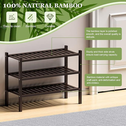 ROMGUAR CRAFT 3 Tier Bamboo Shoe Rack