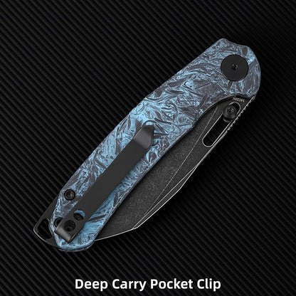 Folding Pocket Knife, 3.1" Stonewash Blade EDC Knife with Safety Liner Lock, Small Pocket Knife with Clip for Men, Sharp Camping Hiking Hunting Survival Knives