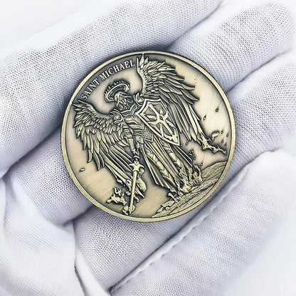 The Archangel Michael Challenge Coin Religious Coin Christian Collectible Psalm 91:10-11 (Pack of 3)