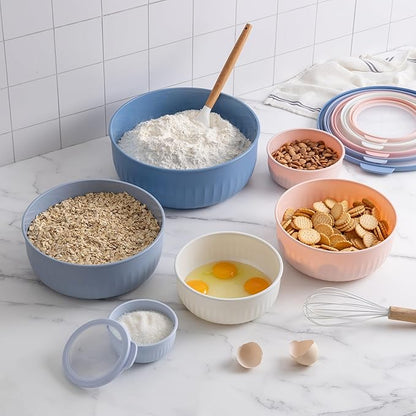COOK WITH COLOR Prep Bowls with Lids- Wide and Deep Nesting Plastic Small