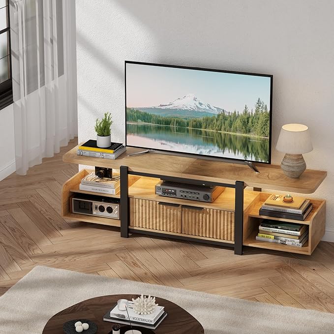TV Stand with LED Lights and Storage cabinet
