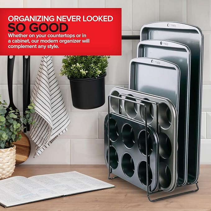 Stock Your Home Black Extra Tall Steel Baking Pan Organizer Rack
