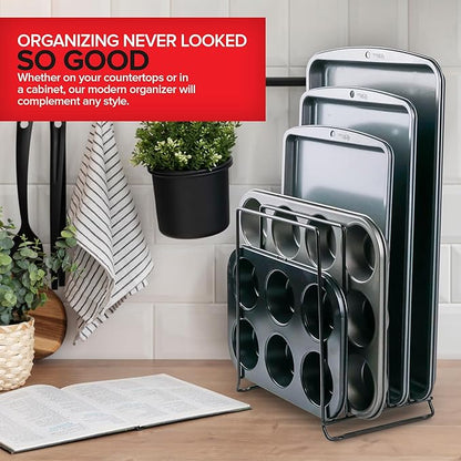 Stock Your Home Black Extra Tall Steel Baking Pan Organizer Rack