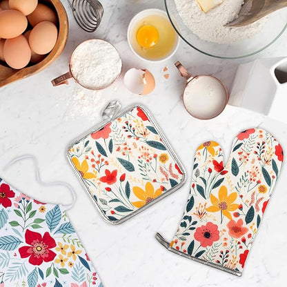 5 Pcs Kitchen Stuff Accessories, Kitchen Oven Mitts and Pot Holders Sets