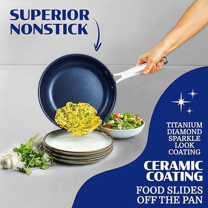 Granitestone Ceraluxe 20 Pc Ceramic Cookware Set Nonstick, Complete Pots and