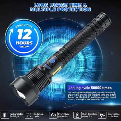 Cinlinso Flashlights High Lumens Rechargeable, 99,000 Lumens Super Bright Led Flashlight, Flash Light with 7 Modes, IPX6 Waterproof, Handheld Powerful Flashlight for Camping, Emergencies (Black)