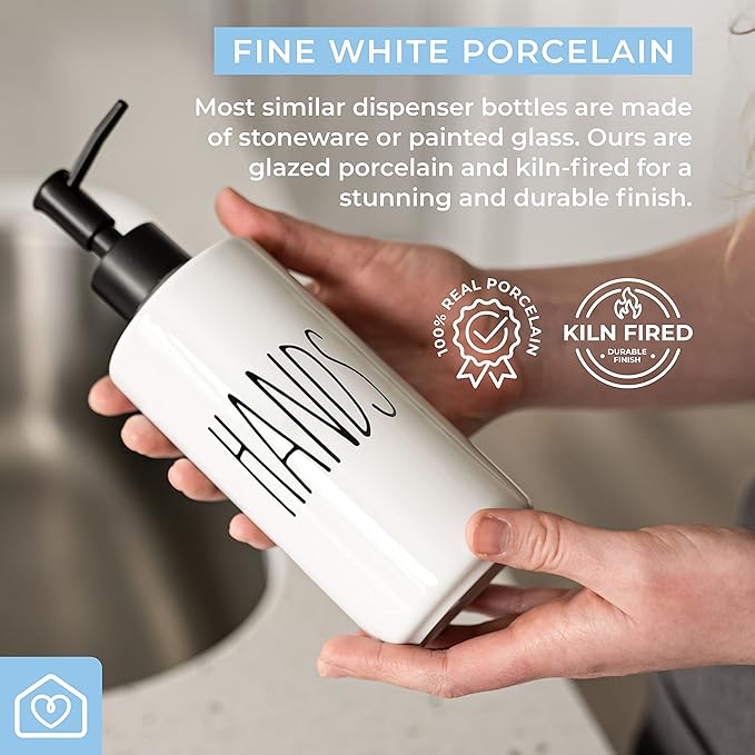 Heartland Home Porcelain 16oz Empty Liquid Dispenser Bottle