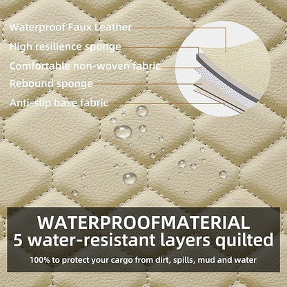 Elantrip Auto Car Seat Covers Leather Car Seat Protector for Women Airbag Compatible Diamond Pattern PU Seat Cover Universal Fitness 2PCs Beige