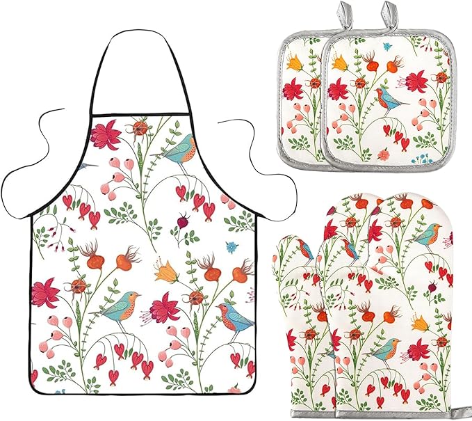 5 Pcs Kitchen Stuff, Kitchen Oven Mitts and Pot Holders Sets