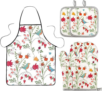 5 Pcs Kitchen Stuff, Kitchen Oven Mitts and Pot Holders Sets