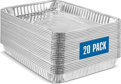 PLASTICPRO Aluminum Pans 20 Pack Disposable Cookie Sheets 9'' x 13'' Baking