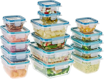 Snapware Total Solution (16-Pack) Glass & Plastic Mix Food Storage Containers Set, Meal Prep Containers with BPA-Free Lids & 4 Locking Tabs, Microwave, Dishwasher, and Freezer Safe
