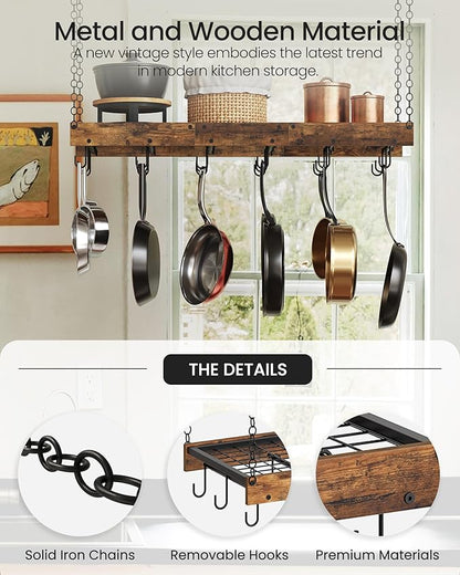 CHOEZON Hanging Pot Rack, Ceiling Wall Mounted Pot Rack