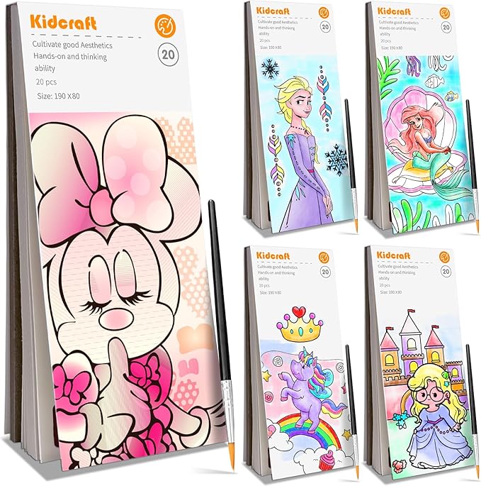 Paint with Water Coloring Books for Kids - 5 Pack, Pocket Mess Free Watercolor Painting Kit, Water Color Paint Set Arts and Crafts Gift for Girls Ages 4 5 6 7 8+, Travel Activity Toy