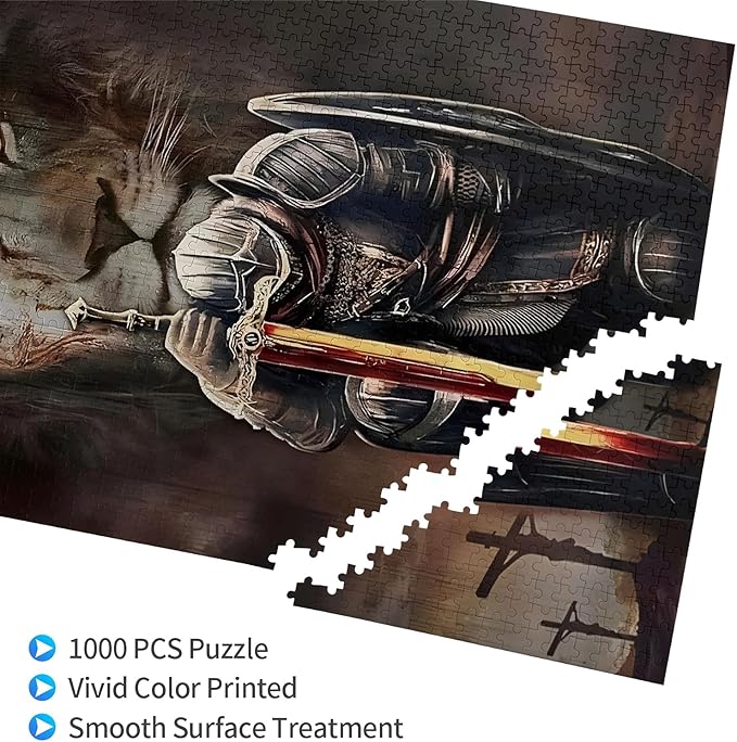 Jesus, The Paladin's Confession. 1000 Piece Wood Puzzle,Family Fun, Relaxation, Collections or Decoration and Gift Giving. Puzzle Size: 29.5x19.7 in and 1:1 Original Picture Poster