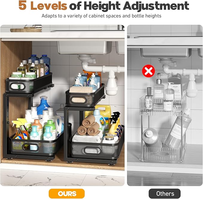 2 Pack 17.3IN-Depth Under Sink Organizer