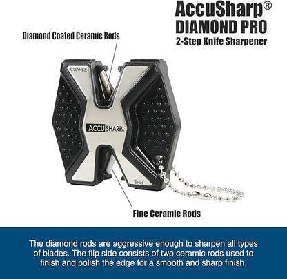 AccuSharp Diamond Pro 2-Step Knife Sharpener, Hones & Sharpens Blade’s Edge