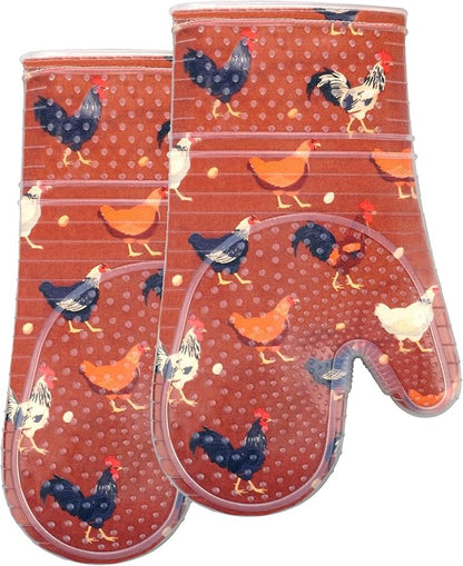 Oven Mitts Set of 2 with Transparent Clear Silicone Shell and Nice Shell Flower