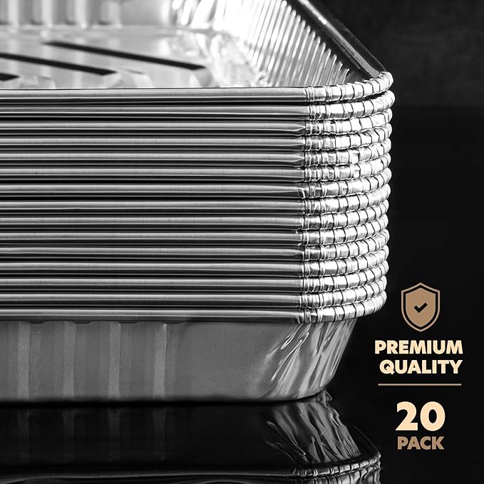 PLASTICPRO Aluminum Pans 20 Pack Disposable Cookie Sheets 9'' x 13'' Baking