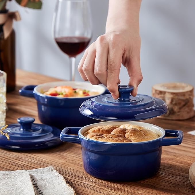 Lareina Mini Cocotte - 12oz Ceramic Casserole Dishes - Kitchen Casserole Sets -
