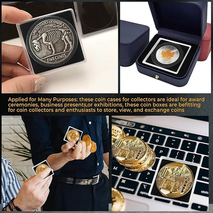 120 Pcs Adjustable Acrylic Coin Collection Cases with Sponges, Coin Snap Holder, Silver Dollar Protection Cases for Collectors, Coin Dollar Collection Supplies(20mm-40mm)