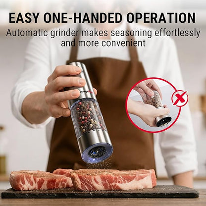 TempPro 100ml Electric Salt and Pepper Grinder Set Rechargeable, Automatic