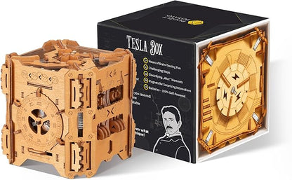 Tesla Box - Electronic Puzzle Box - Escape Room Game in a Box - Brain Teaser - 3D Wooden Puzzle for Adults - Money Puzzle Box for Cash Gift - Birthday GiftBox MoneyBox