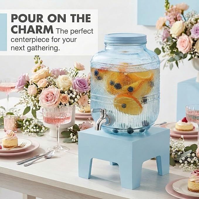 Beverage Dispenser 1 Gallon, Glass Drink Dispenser