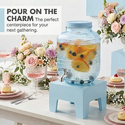 Beverage Dispenser 1 Gallon, Glass Drink Dispenser