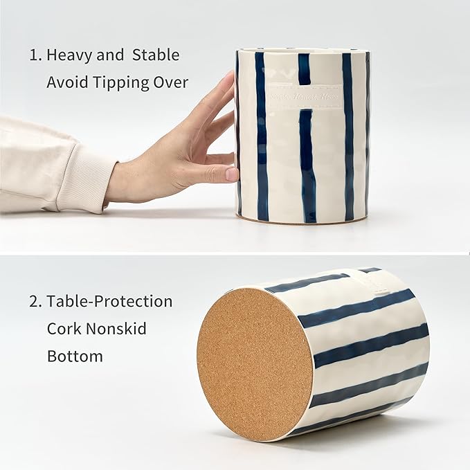JIEMEI HOME Kitchen Utensil Holder, 7.2" Ceramic Stable Utensil Crock