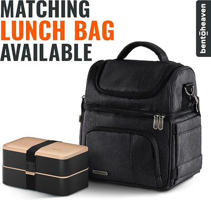 Bentoheaven Premium Bento Box Adult Lunch Box with Compartments for Women & Men, Set of Utensil & Chopsticks & Dip Container, Cute Japanese Kids Bento Lunch Box, Microwavable (Bingo Flamingo)