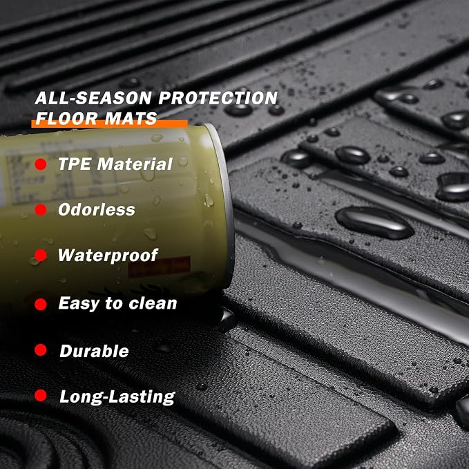 KUST Floor Mats for 2020-2026 Chevy Silverado/GMC Sierra 1500/2500HD/3500HD Crew Cab with Rear Underseat Storage Box, Front Bucket, All Weather Car Mats for Silverado Accessories TPE Rubber