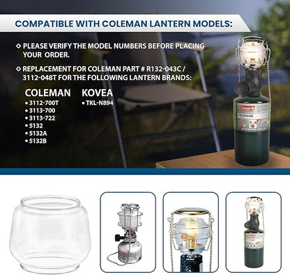 AMERICAN MANTLE Lantern Globe – Clear Borosilicate Glass Replacement for CLMN Lanterns 1.88" W x 2.25" H – Fits Models 214, 285, 288, 5150, 5151A/B/C & More – Heat Resistant Transparent Globe