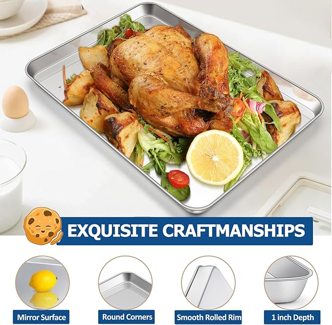 TeamFar Baking Sheet with Rack Set, Stainless Steel Baking Pan Cookie Sheet