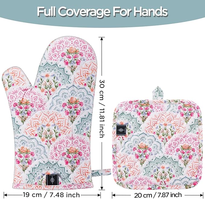 BONTHEE Oven Gloves Heat Resistant Potholder Set Oven Gloves