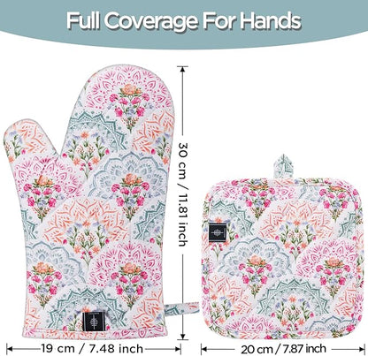 BONTHEE Oven Gloves Heat Resistant Potholder Set Oven Gloves