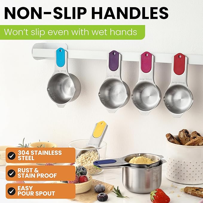 Spring Chef Magnetic Stainless Steel Measuring Cups, Kitchen Tools