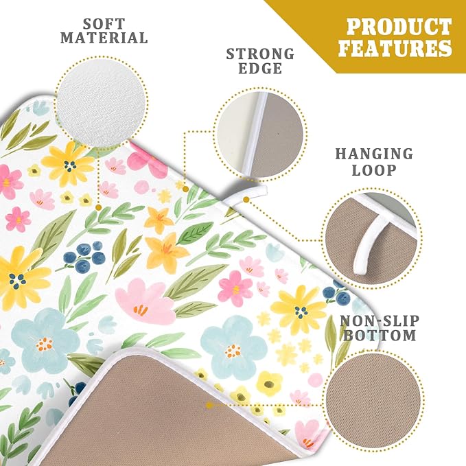 Spring Dish Drying Mat for Kitchen Counter Cute Floral Summer Holiday