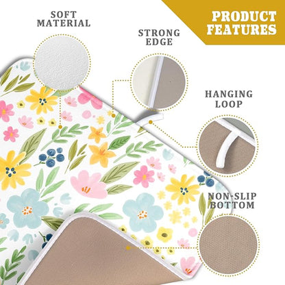 Spring Dish Drying Mat for Kitchen Counter Cute Floral Summer Holiday