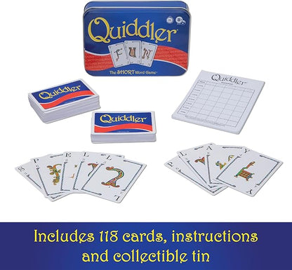 Playmonster Quiddler Card Games for Kids - Collectors Tin, Playing Cards Word Games, Deck of Cards, Fun Family Games for Kids and Adults, Game Night, Travel Games, Multi-Player, Ages 8+