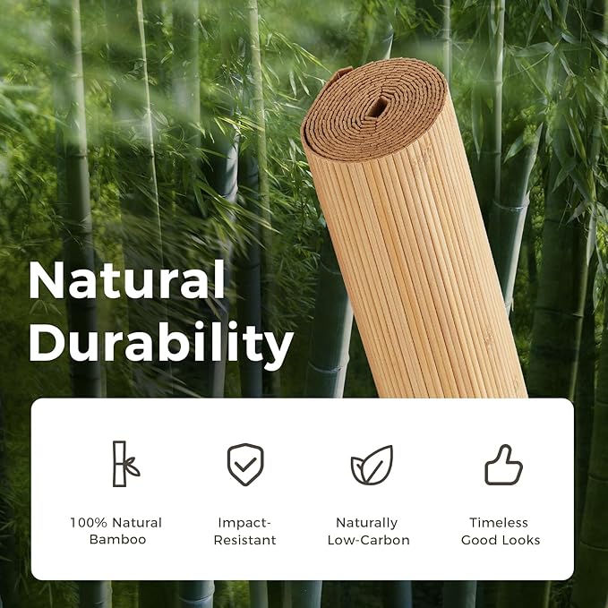 OUZUGIE 1 Pack 96x48 Inch Natural Bamboo Wall Panel – Twinned Carbides Pole