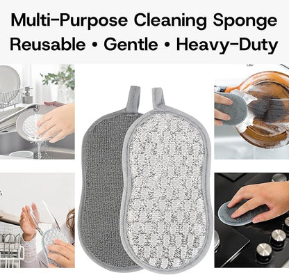 Multi-Purpose Scrub Kitchen Sponges – 12 Pack Dish Sponge, Dual-Sided