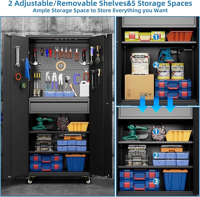 SUXXAN 71" Metal Garage Storage Cabinet