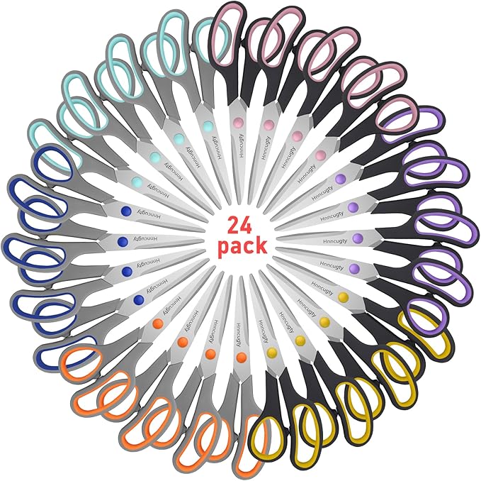 Scissors for Office School Supplies, Hnncugty 8" Scissors All Purpose Bulk Set