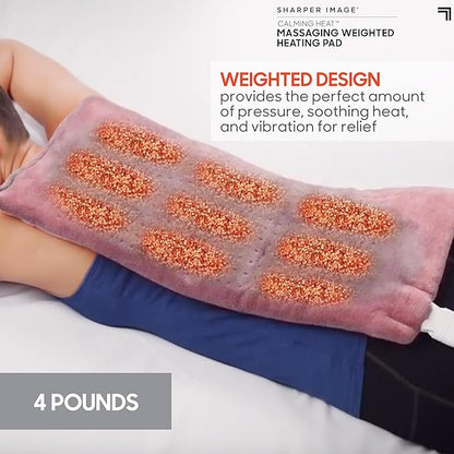 Calming Heat Massaging Vibrations Weighted Heating Pad by Sharper Image |